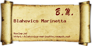 Blahovics Marinetta névjegykártya